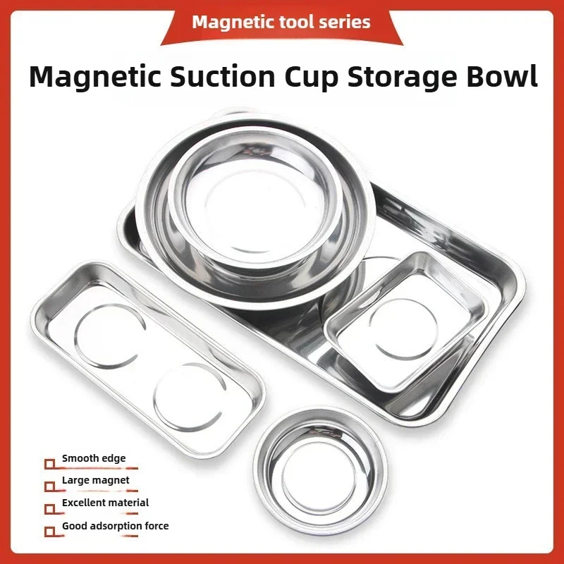 Magnetic Parts Tray - وعاء مغناطيسي دائري/مربع، متين مع صينية