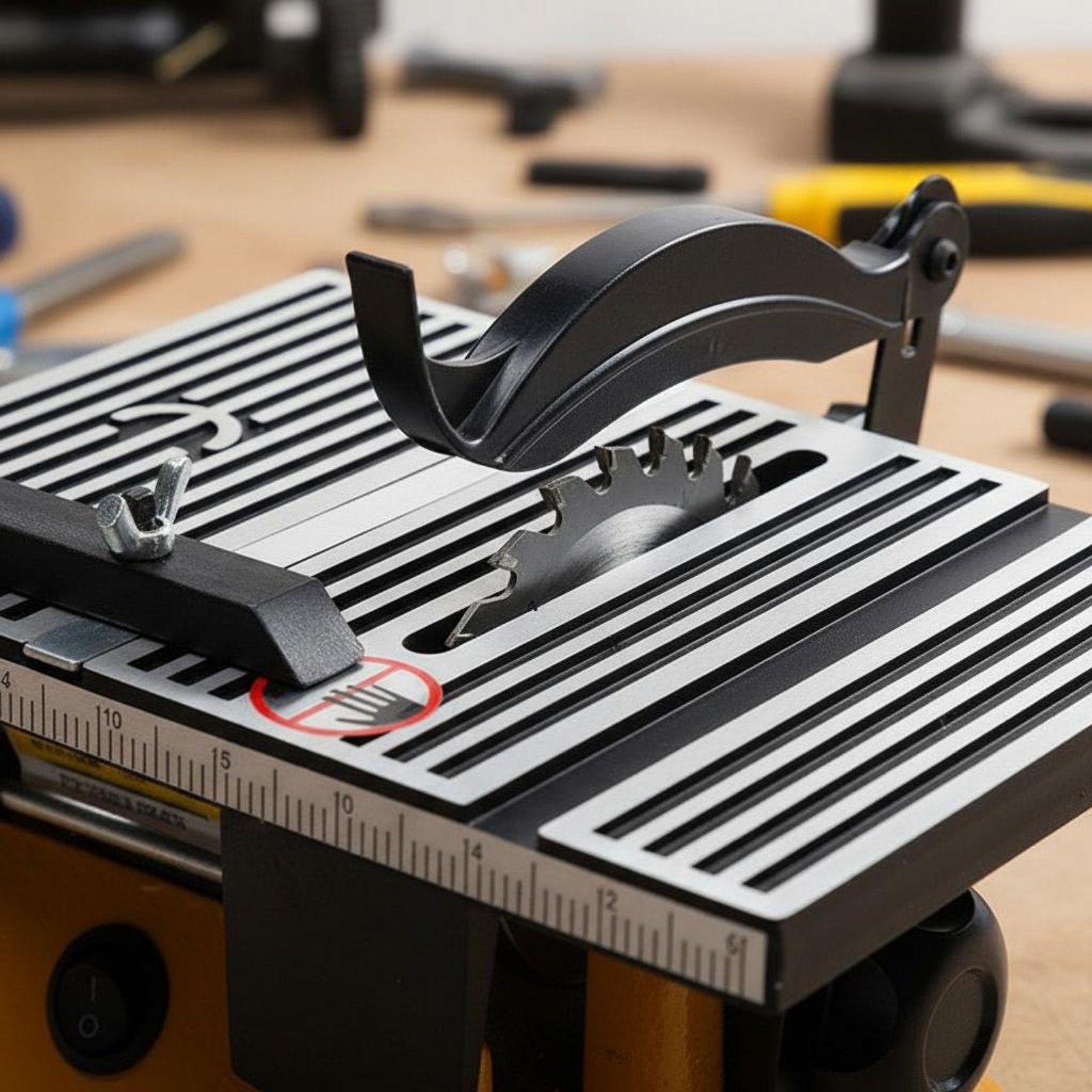 Power Tools In Workshop - منشار طاولة صغير محمول، آلة قطع